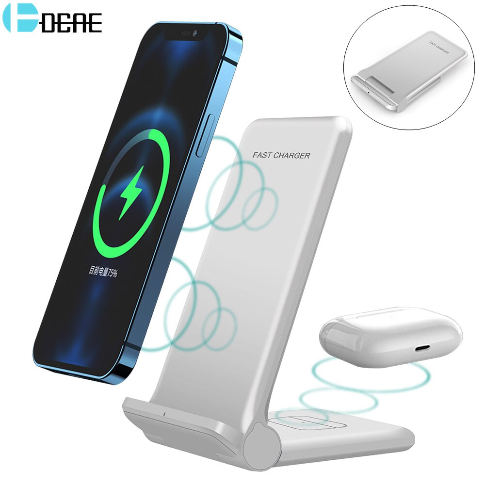 25W Schnelle QI Drahtlose Ladegerät 2 in 1 Faltbare Ladestation Für iPhone 12 11 XS XR X 8 airpods 2 Profi Samsung S21 S20 Galaxis Knospen