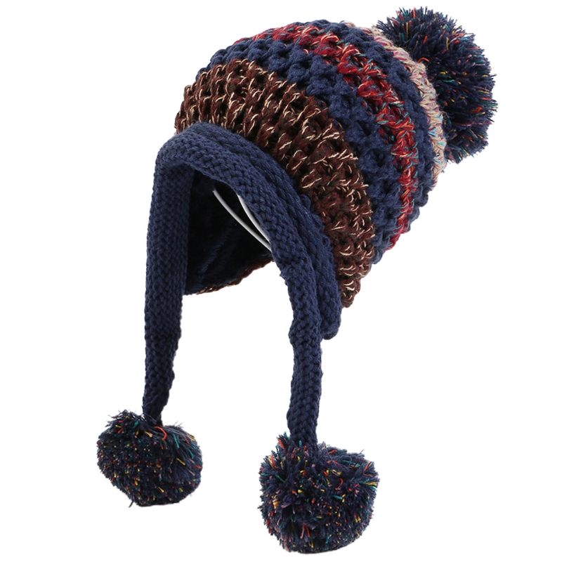 Sombrero de lana con personalidad para hombre y mujer, gorro de punto grueso, cálido e informal, a prueba de viento, Color a juego, tendencia al aire libre, Invierno