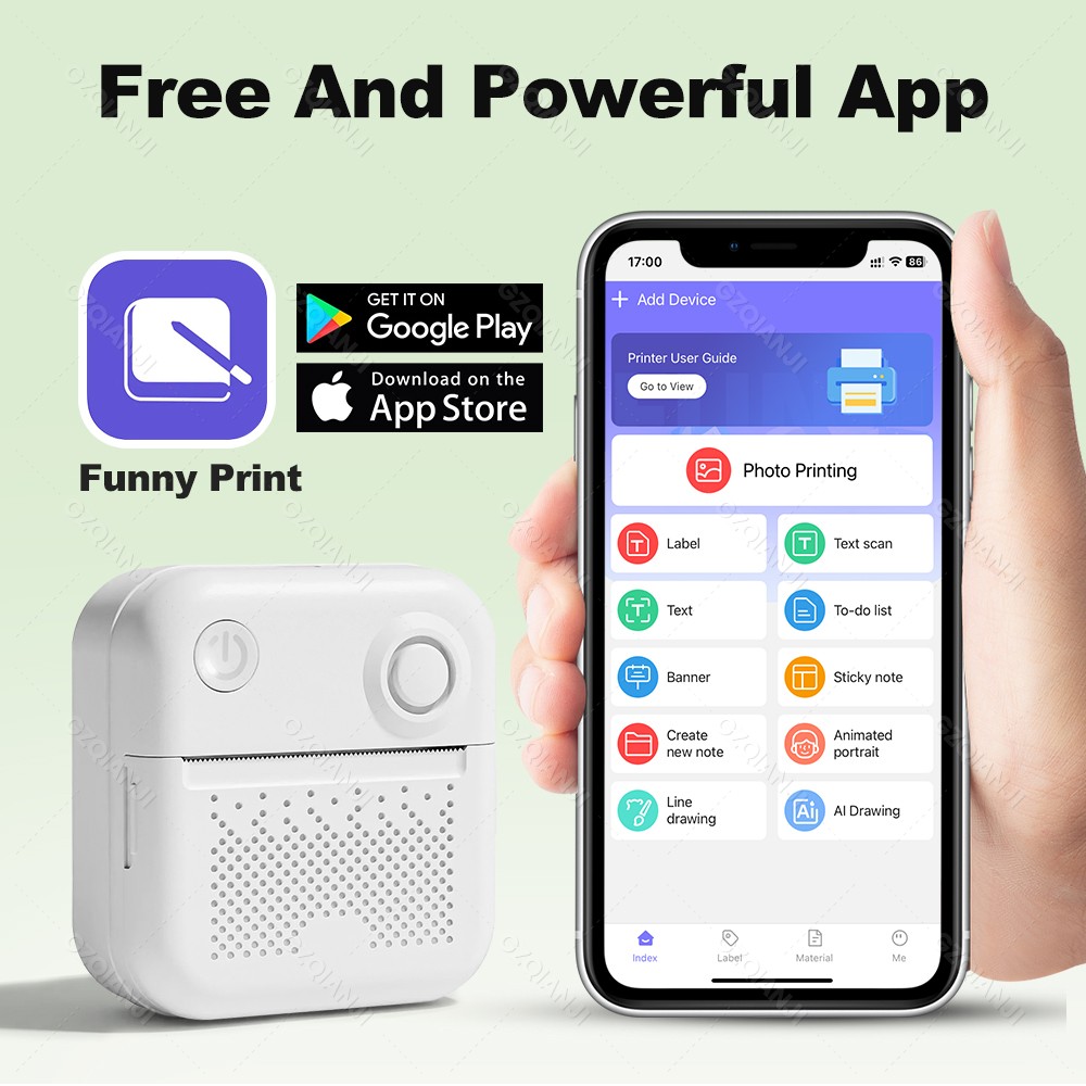 GZQIANJI D3 Portable PrinterThermal Paper Stickers Paper Mini Printers Labels Maker Printer for Error Printing Photo Printing