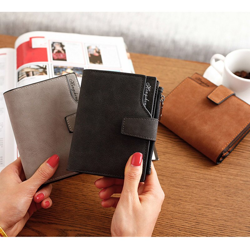 Carteira curta feminina vintage couro plutônio pequena bolsa com zíper titular do cartão moeda bolso xin-grátis