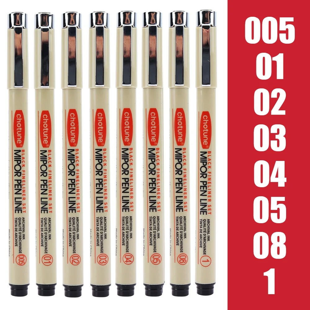 3-12Pcs Pigment Liner Micron Drawing Pen Manga Pigma Ink Marker Pen Sketching Brush Set Hook Line Needle Pen Art Supplies: army green