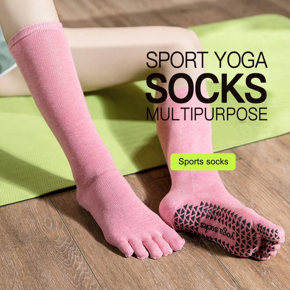 USHINE non-slip five toes yoga socks long tube dance socks fitness cotton sports stockings Pilates ballet socks man woman