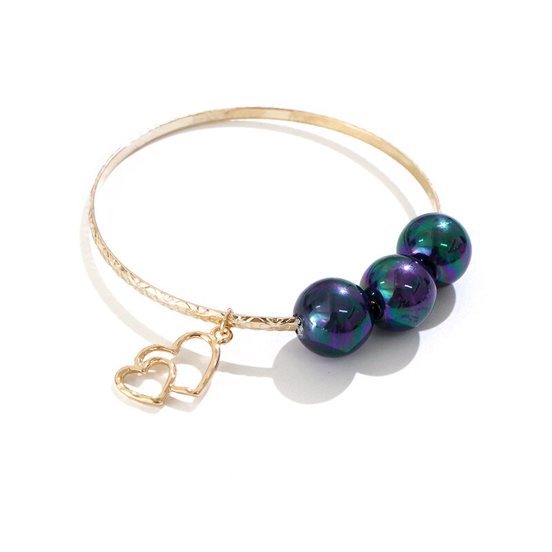 Say Diameter 6-10 CM Guam Micronesia Marshallese Hawaii Glass Pearl Heart Pineapple Charm Man Woman Bracelet Bangle GJZ404: GJZ404 double heart / 80mm
