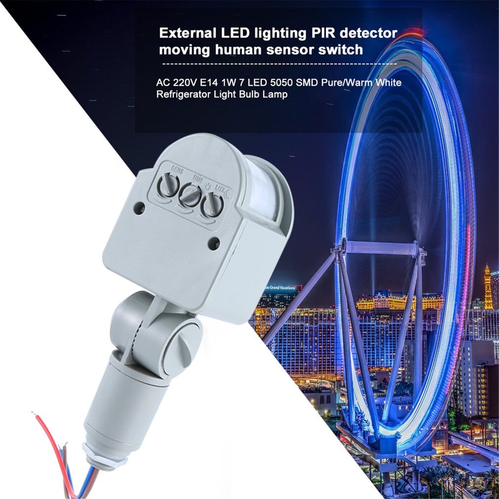 Automatic Infrared PIR Motion Sensor Switch Motion Sensor Light Switch Outdoor AC 220V With LED Light