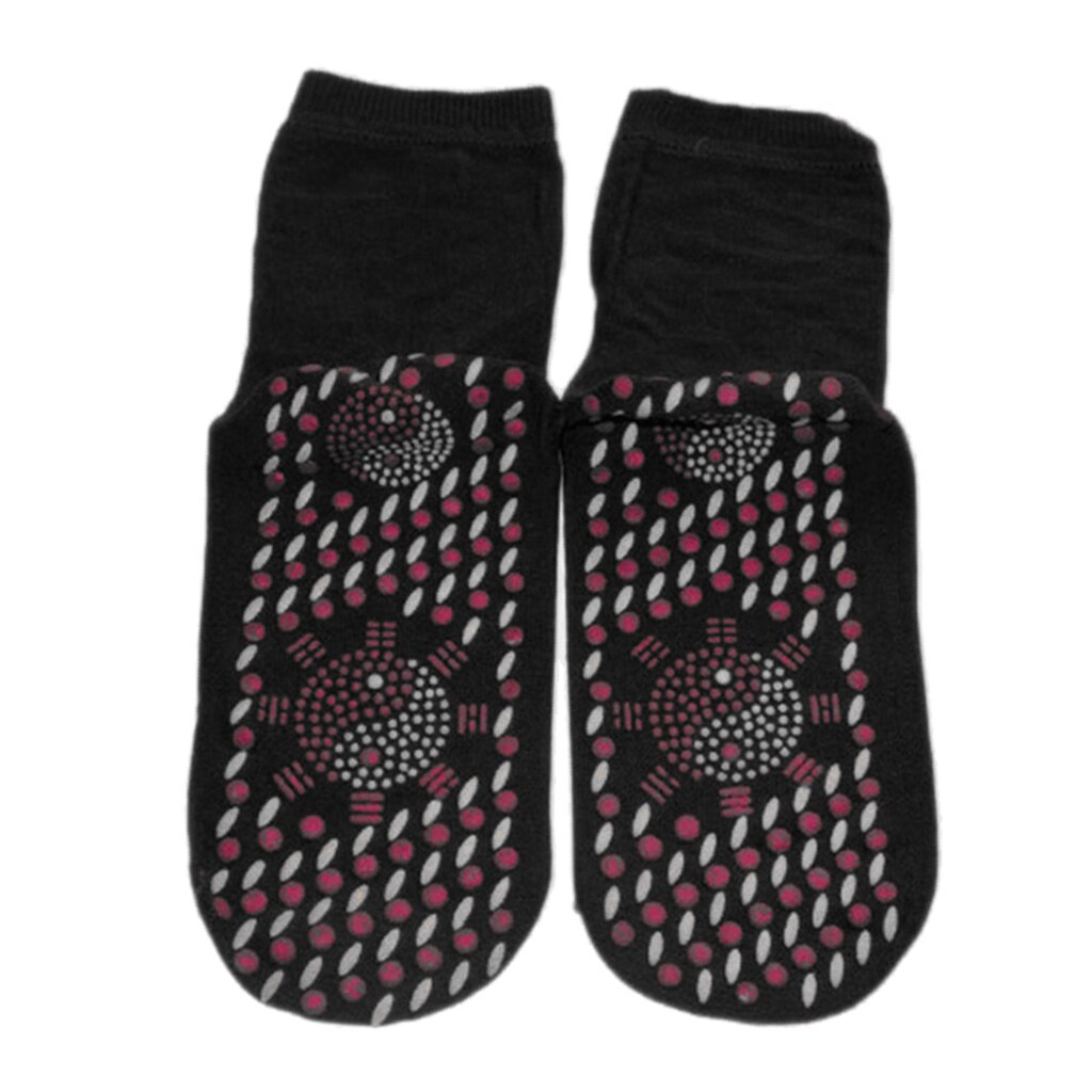 Magnetiske sokker selvopvarmende terapi varme turmalin sokker smertelindring: Sort