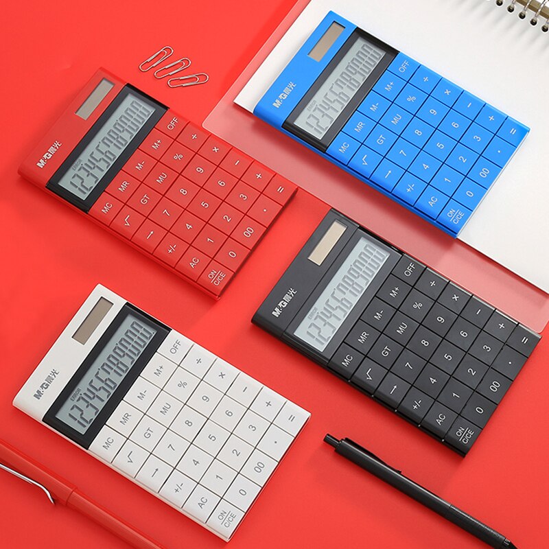 Calculadora de tableta portátil Solar para estudiantes con botones grandes de oficina, Color caramelo lindo, multifuncional grande de 12 dígitos