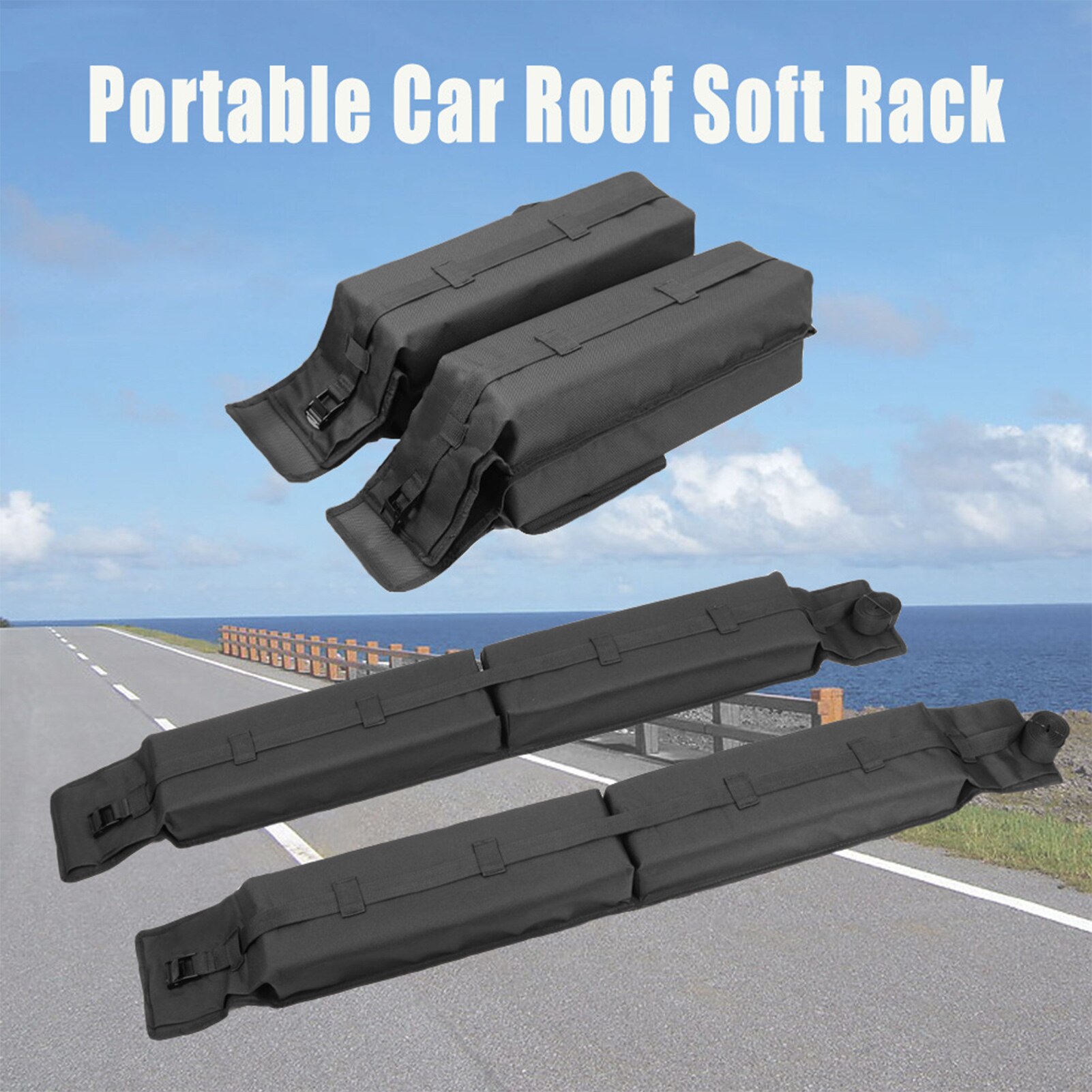 Universal Car Roof Rack Space Saving Easy To Install Car Roof Luggage Rack Soft Roof Strips To Fix Kayaks Surfboards On The Roof