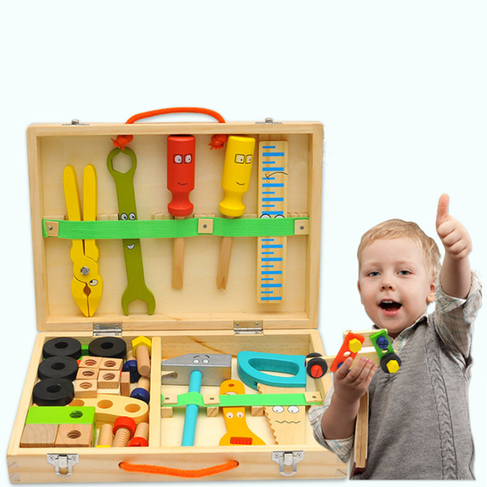 Houten Gereedschapskist Met Gereedschap, kinderen Simulatie Onderhoud Speelgoed Kids Pretend Play Bouw Speelgoed Set Houten Toolbox Speelgoed Set
