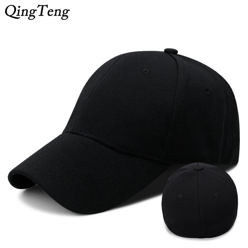 Cor sólida respirável cabido boné masculino totalmente selado hip hop boné de beisebol elástico em torno do chapéu chapéu pai chapéus de snapback das mulheres
