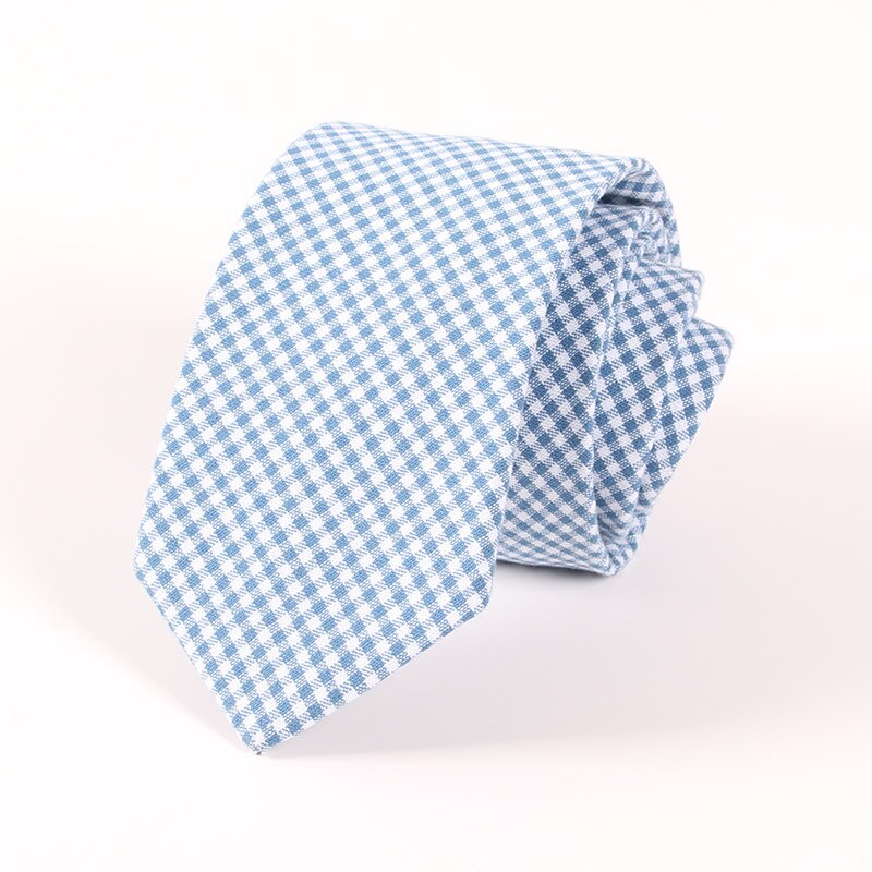 18 kleuren Mode 6.5 CM Breedte Katoen Tie Brand Gestreepte Plaid Stropdassen Voor Mannen Bruidegom Dassen Party Zakelijke Accessoires stropdas: CT027 B blue