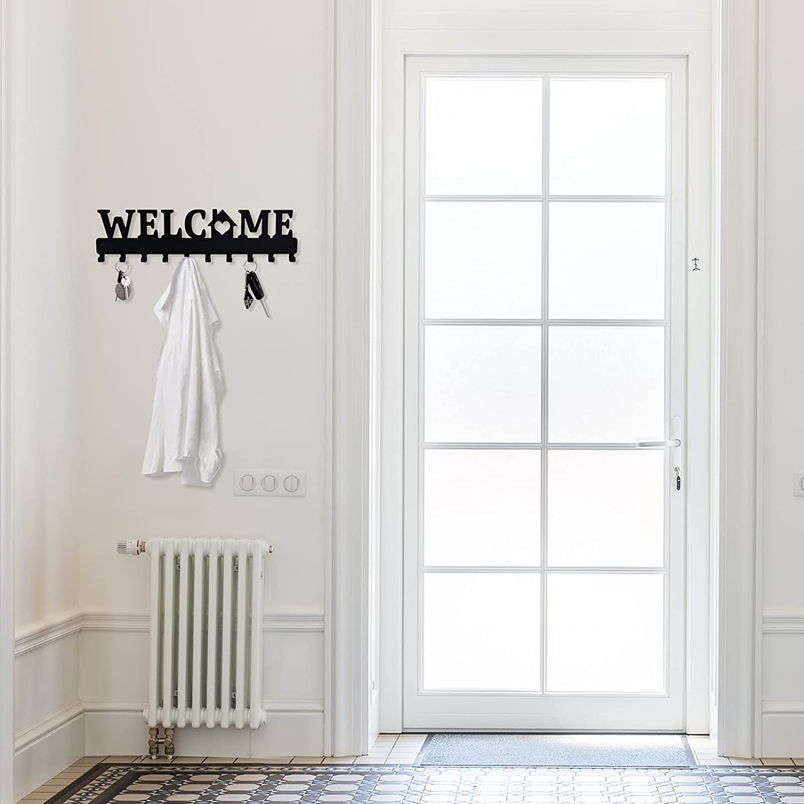 Metal Key Holder 10 Key Hooks Wall Decoration Wall Mounted Entryway Key Shelf Key Rack For Kitchen Wall Entryway Bathroom Living