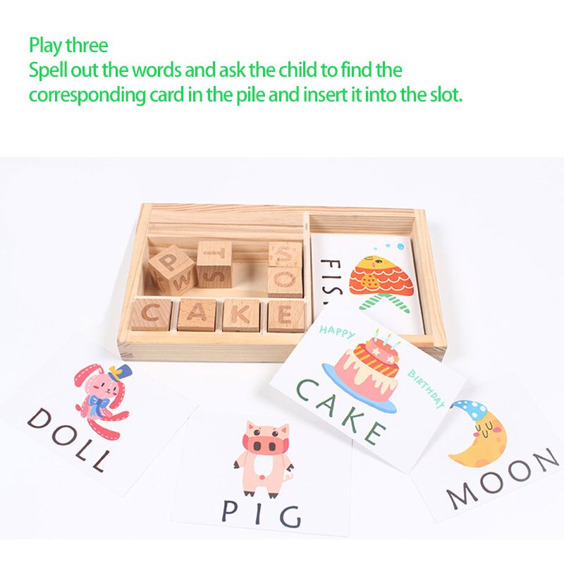 Kids Wooden Matching Letter Game Alphabet Words Spelling Letter Block Toys Educational toy