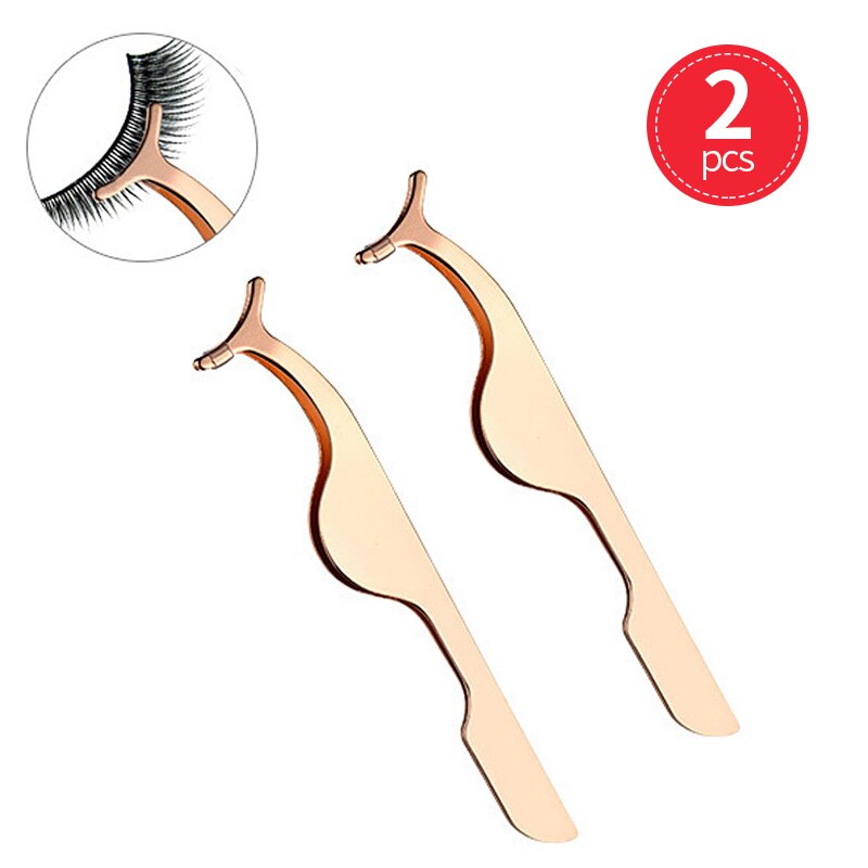 2/3/5Pcs Falsche Wimpern Pinzette Gefälschte Wimpern Applikator Werkzeuge Wimpern Verlängerung Curler Nipper Make-Up Wimpern pinzette Clip: Style A-2PCS