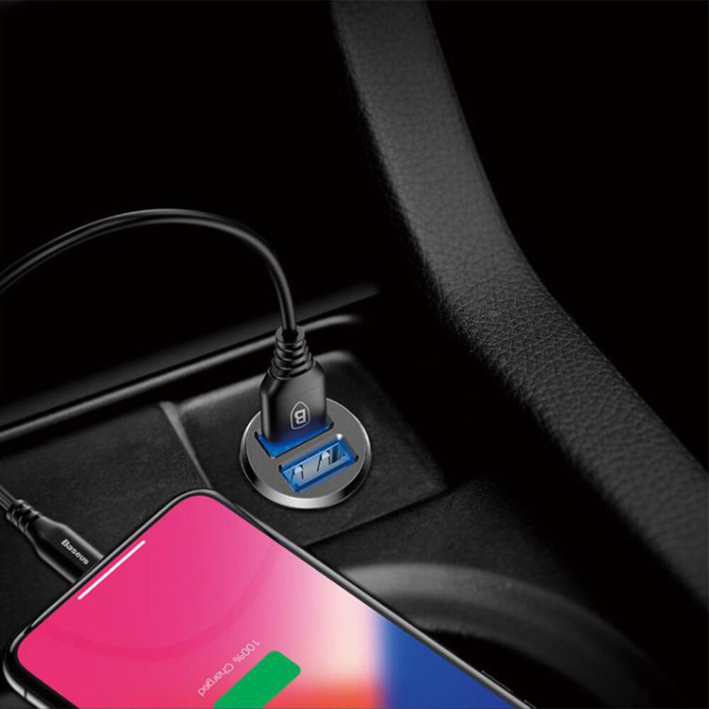 RAXFLY-Mini cargador de coche Invisible, adaptador de carga rápida de 4.8A, doble USB, cargador de teléfono, encendedor de cigarrillos, Cargador Universal USB para coche