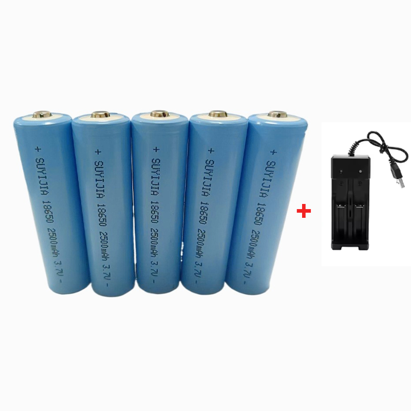 2500mah 18650 Rechargeable Battery with Charger 3.7V Li-ion Batteries for Electric Pointer Doorbell Flashlight Lithium Battery: SKY BLUE