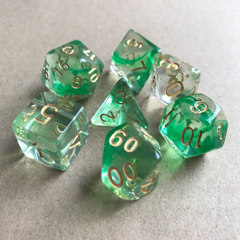 7 unidades/juego de dados de gema, juego de mesa de dos colores, multifacético, juego de dados geométricos MSU88