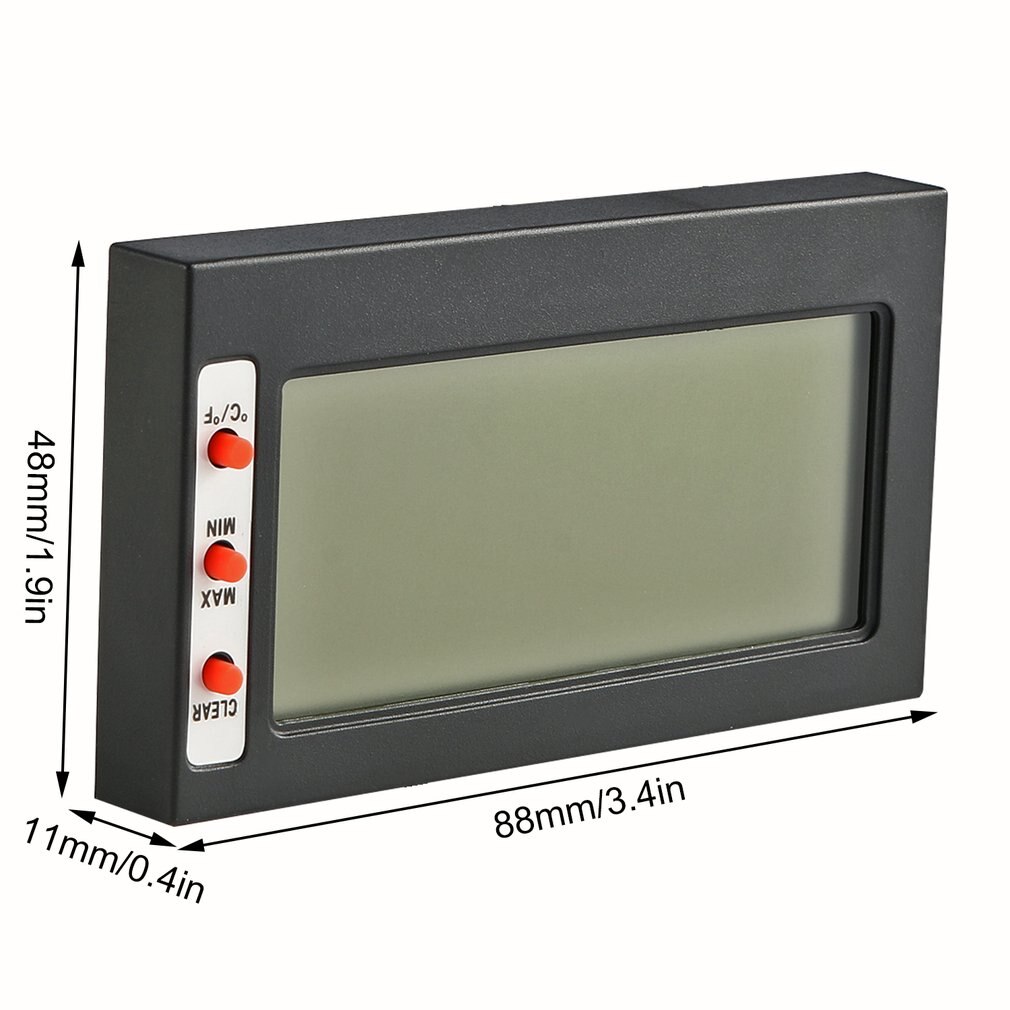 Large Digital LCD Display Freezer Room Thermometer Hygrometer Max Min Memory Celsius Fahrenheit wih a Back Bracket Black