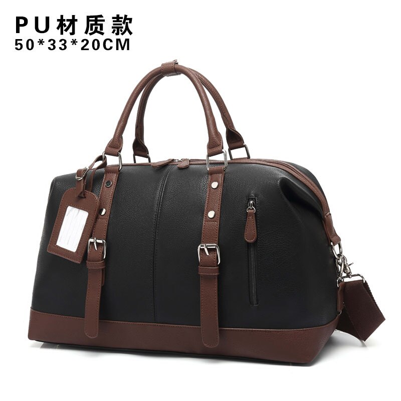 Mannen Grote Capaciteit Reistassen Bagage Canvas Tas Leisure Handtassen Cut-Proof Schoudertassen Overnachting Weekend Tassen: PU black
