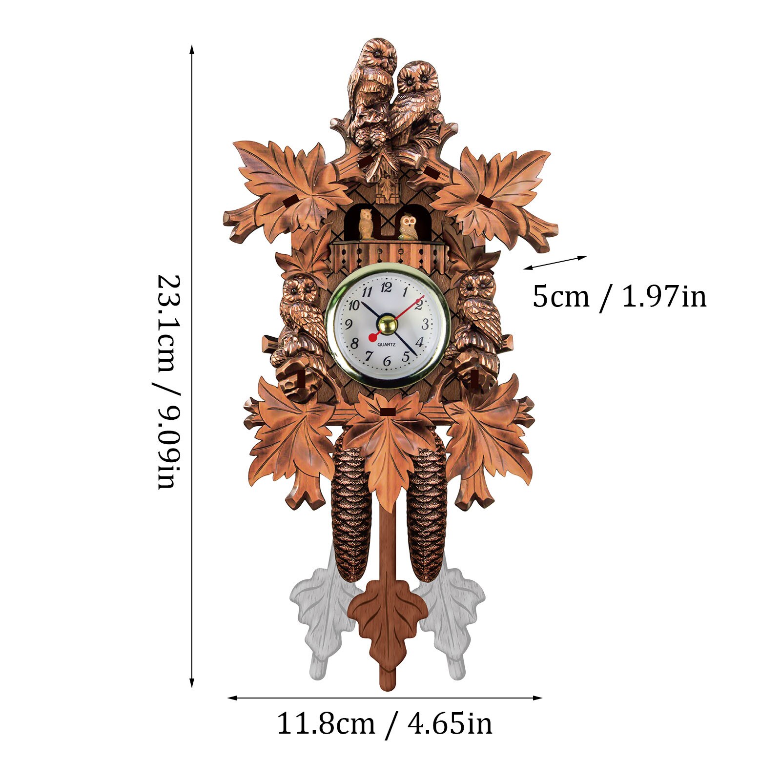 Kintrot – horloge murale à Quartz en bois, pendule, décoration de maison en forêt noire: A