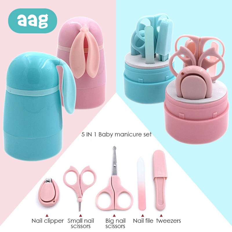 AAG 5 pièces/ensemble bébé ongles manucure soins ensemble tondeuse -né Anti-viande ongles ciseaux tondeuses enfant soins de santé Kits de sécurité 10