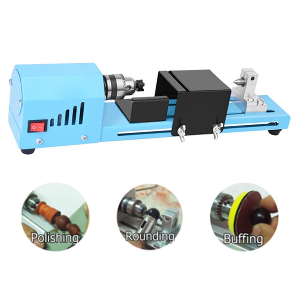 1 Set 150W Mini Wood Lathe Machine Speed Adjustable Rotary Tool Buddha Pearl Lathe Grinding Polishing DIY Woodwork Tool 12V/24V
