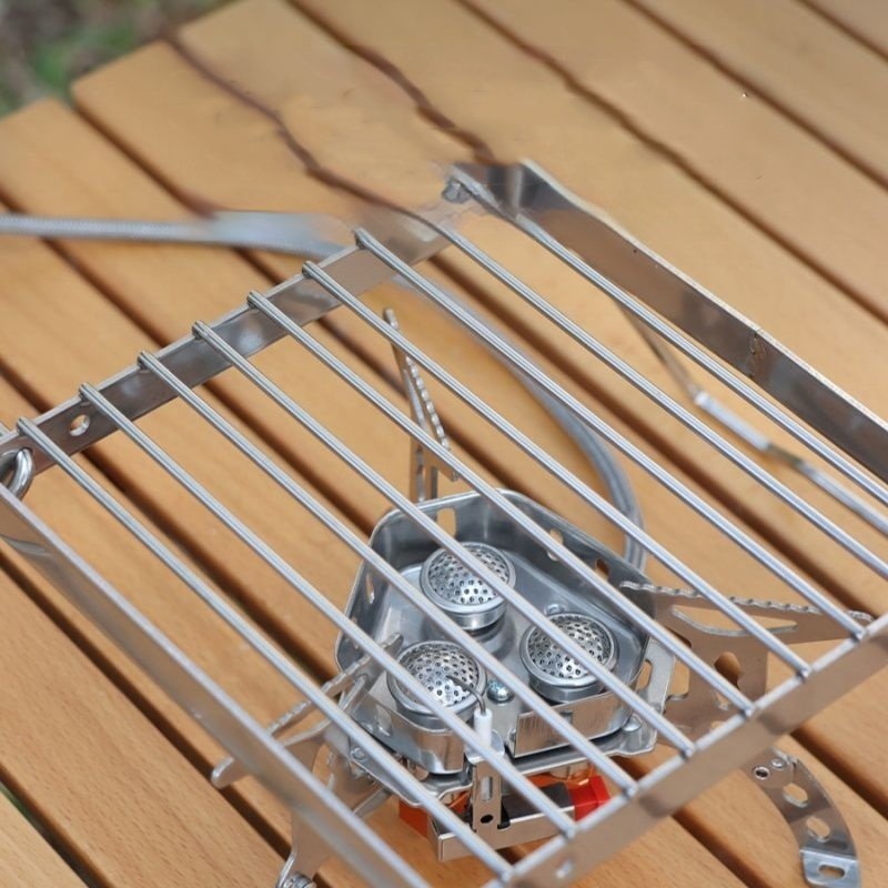 Parrilla de Camping de acero inoxidable para exteriores, Mini parrilla plegable portátil, quemador, soporte para estufa para Picnic, cocina, equipo de Camping
