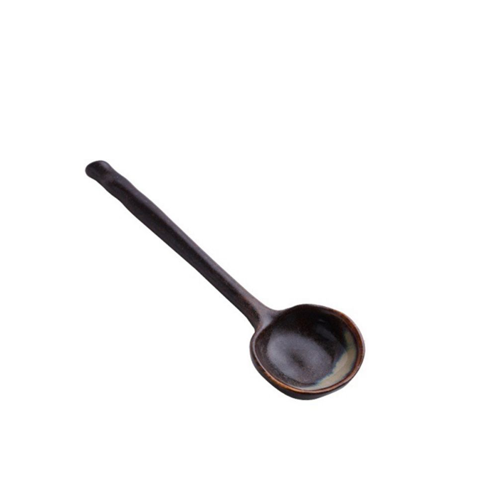 Japanese Style Ceramic Spoon Scoop Porridge Soup Spoon For Home Restaurant Utensils Cutlery Dinnerware: D