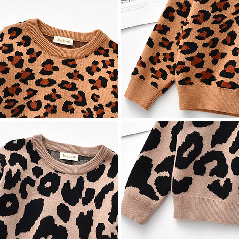 Kölivauvan pusero lasten leopardikuvio tytön pojan vaatteet söpöt taaperon tytön vaatteet setti 2-7t vauvapoikien tyttöjen päällysvaatteet