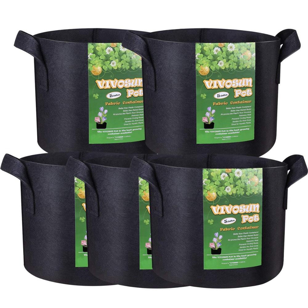 5 Pack 3 gallonen 5 gallonen 7 Gallonen 10 gallonen Pflanzer Wachsen Taschen Belüftung Stoff Töpfe Garten Kartoffel fühlte wachsen taschen