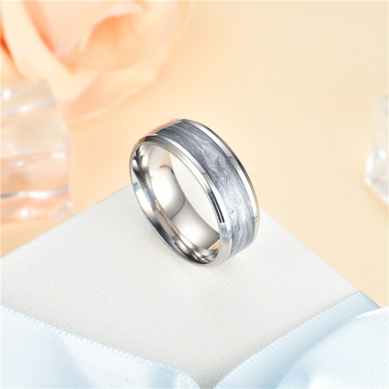 8Mm Rvs Emaille Ring Mannen Sieraden Roestvrij Stalen Ring Ring Mannen En Vrouwen