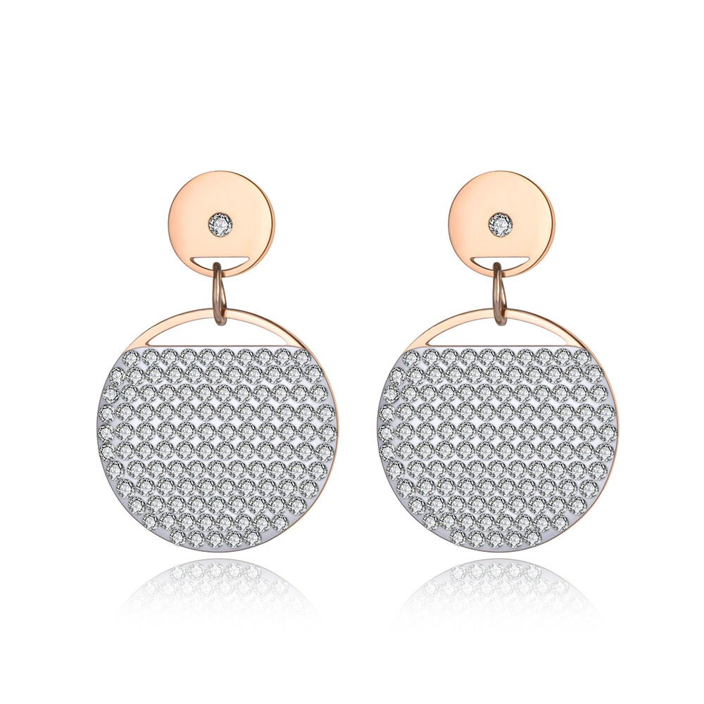 Lokaer-collier de cristal CZ brillant, cercle rond, or Rose, ensemble de boucles d'oreilles pour femmes, bandes de mariage, bijoux SE025