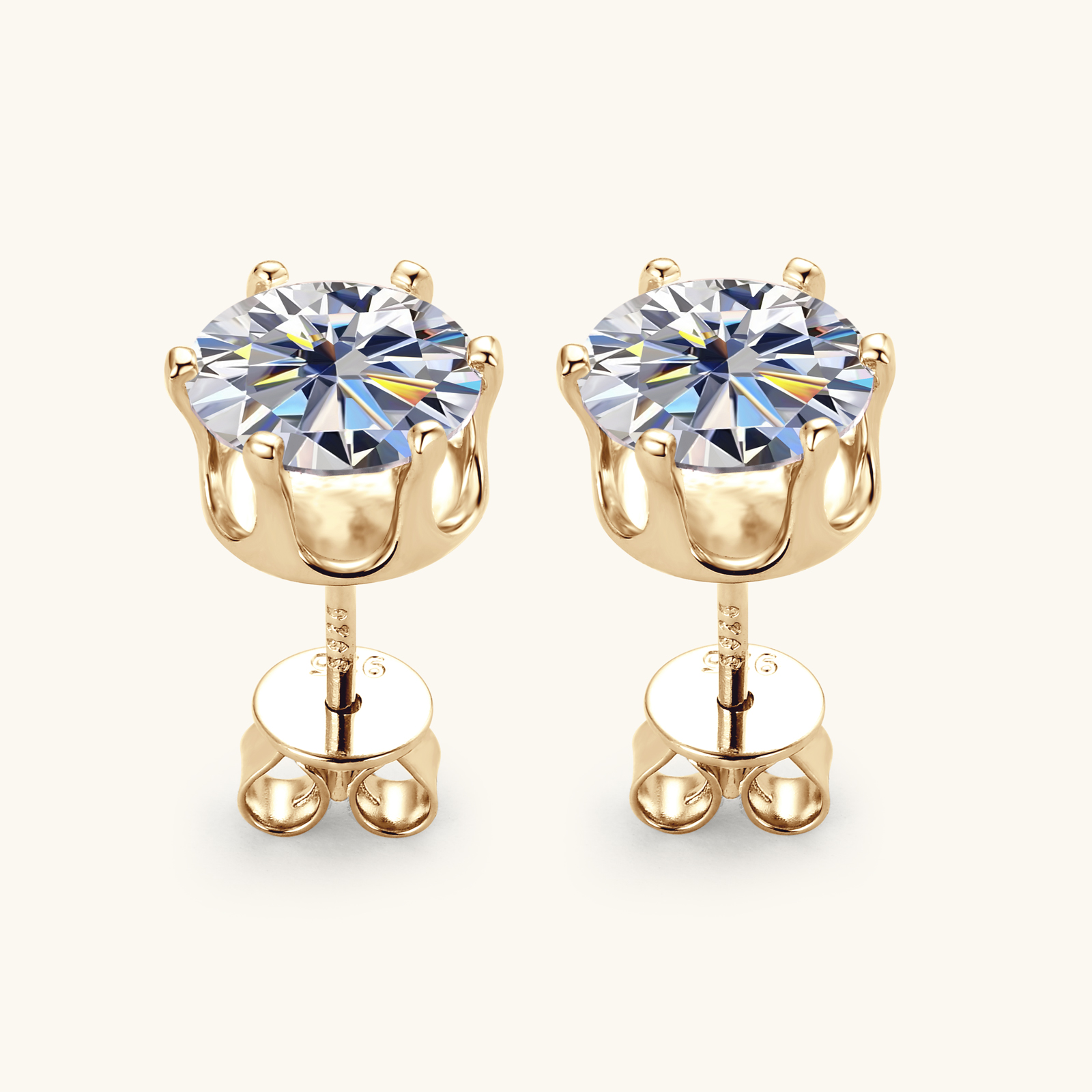 0.1-3 karat moissanit ørestikker til kvinder og mænd, d-farvet, laboratoriefremstillet diamantørering, 925 sterlingsølv ørepiercingsmykker