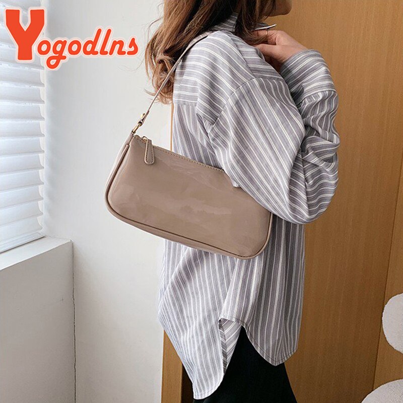 Yogodlns vintage baguetteposer til kvinder kvindelige små armhuleposer mini skuldertaske sommer kobling punge og håndtaske