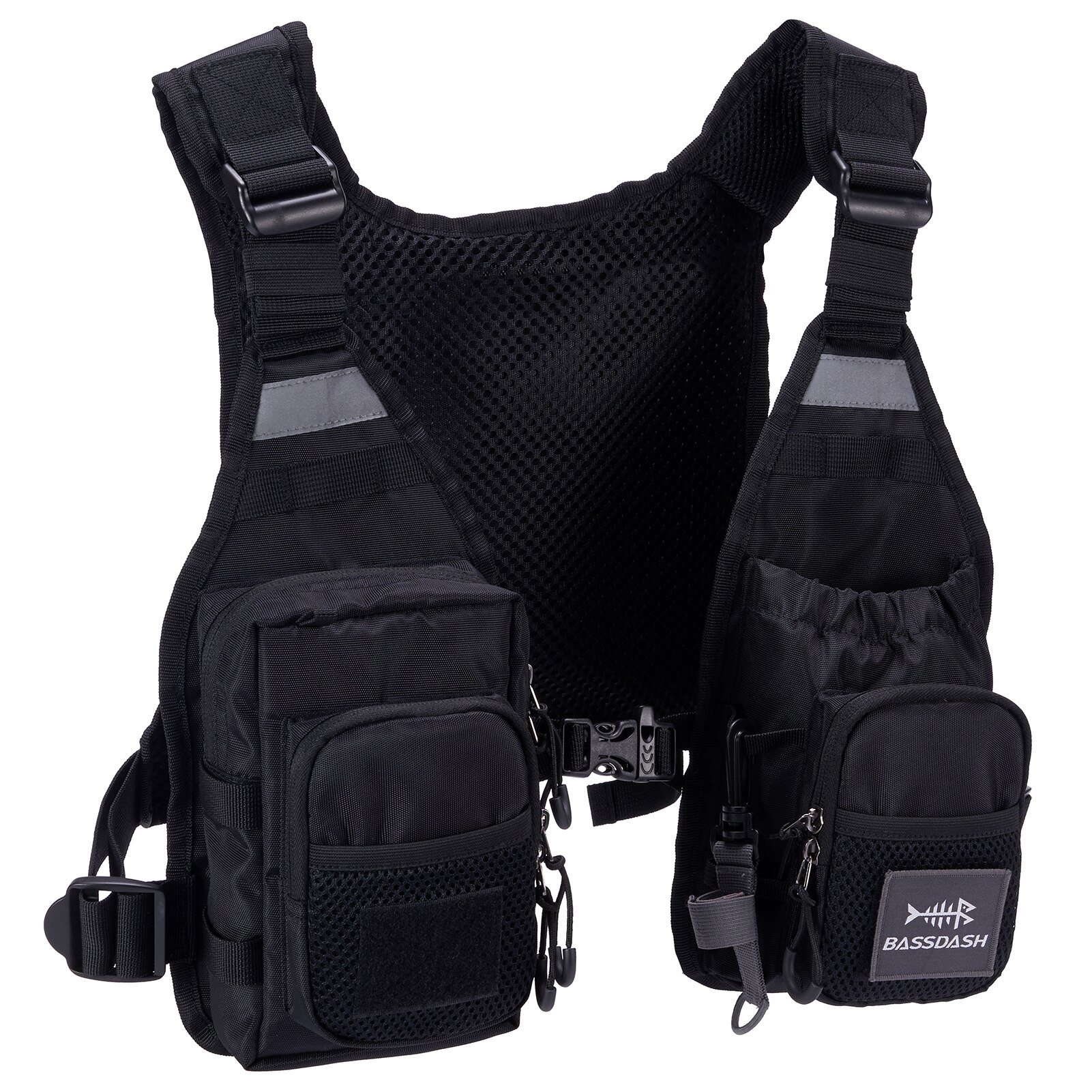 Bassdash FV08 Ultralichtgewicht vliegvisvest voor mannen en vrouwen Draagbare borsttas One Size Fits Most: Blauw
