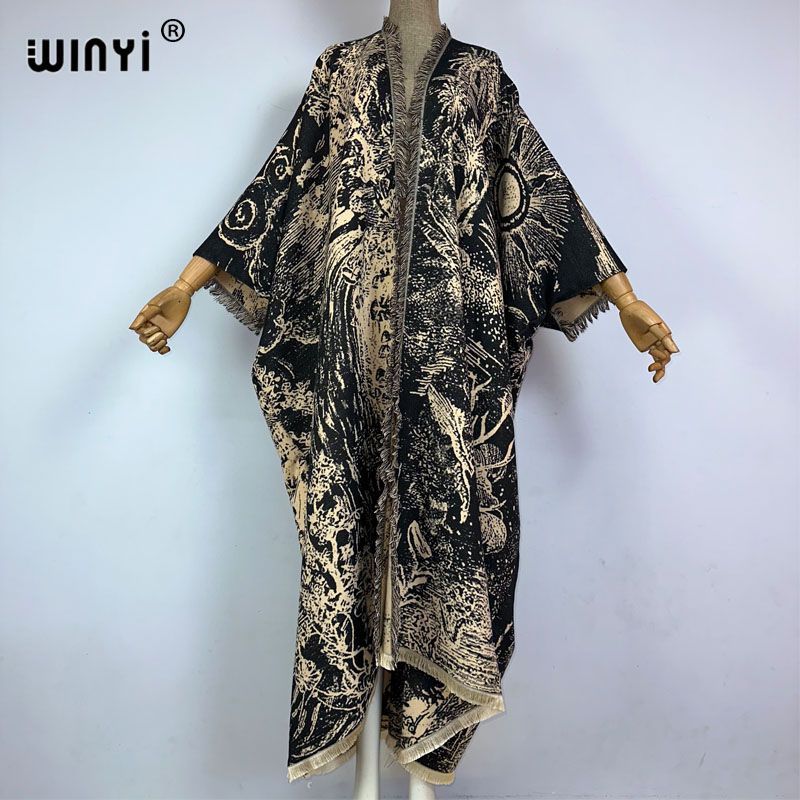 WINYI Winter print cloak poncho Luxury Long Loose OverCoat Thick Warm Female long down coat for women abrigo mujer: Default Title