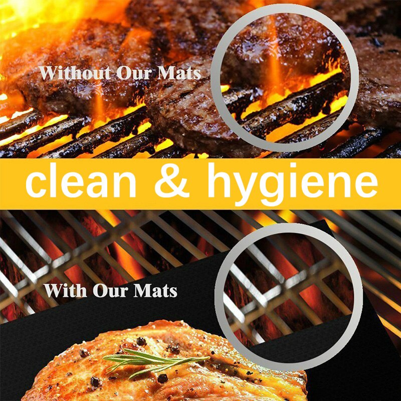 Copper Grill Mat Heavy Duty BBQ Grill Mats Non Stick BBQ Grill Baking Mats Reusable Easy to Clean Barbecue Grilling Accessories