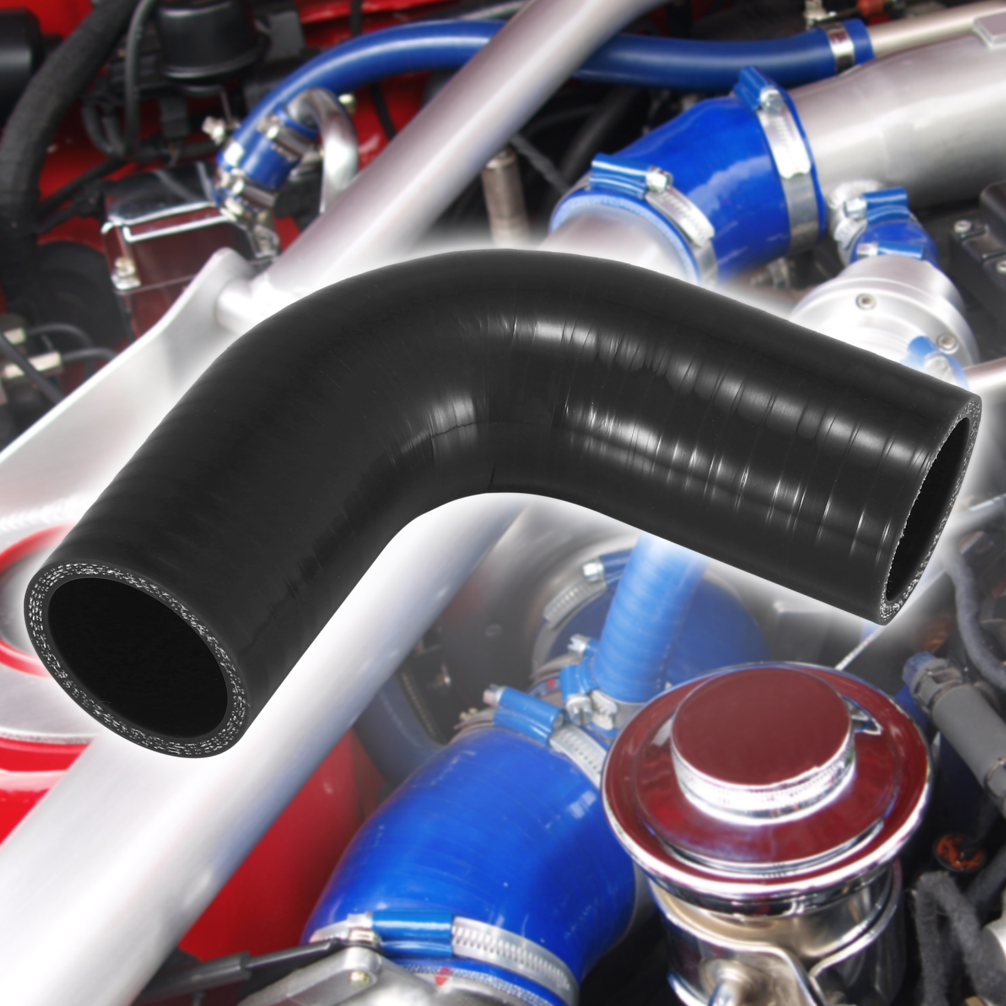 Uxcell-manguera de codo de 90 grados, tubo de silicona, 38, 51, 57, 63, 70, 76, 89, 102MM, conector Intercooler para tubo de entrada Turbo de aire