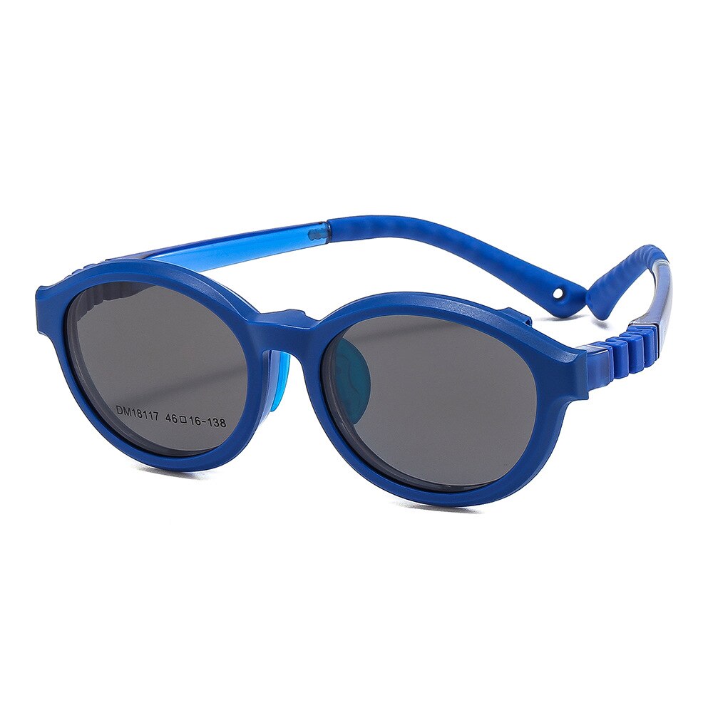 O-Q Club Kids Zonnebril Clip Op Bijziendheid Recept Kinderen Bril 2 In 1 Magnetische Gepolariseerde Brillen DM181117: DM18117-blue