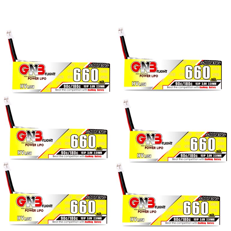 1-10 stk. gaoneng gnb 660 mah 3.8v 1s 90c/180c hv 4.35v lipo-batteri med  ph2.0 plugger til emax tinyhawk king kong ldarc tiny 7: 6 stk
