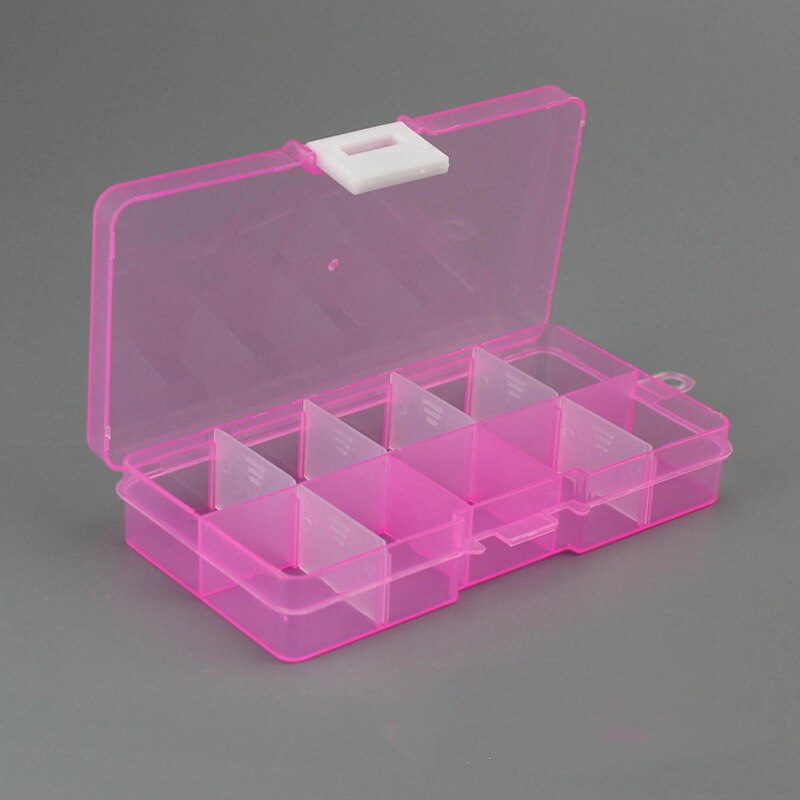 Einstellbare 10 Gitter Fach Kunststoff-aufbewahrungsbox Schmuck Ohrring Korn Schraube Halfter fallen Anzeige Organizer spielzeug Container: Rosa