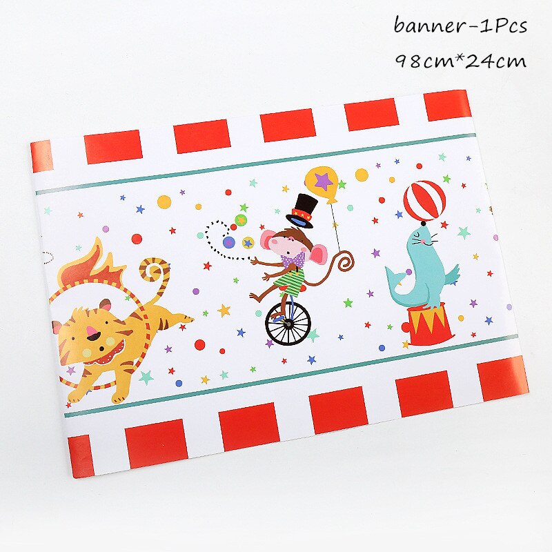 Circus Theme Animals Party Supplies Disposable Tableware Set Paper Cups Plates Kids Birthday Baby Shower Party Decorations: 1pcs banner