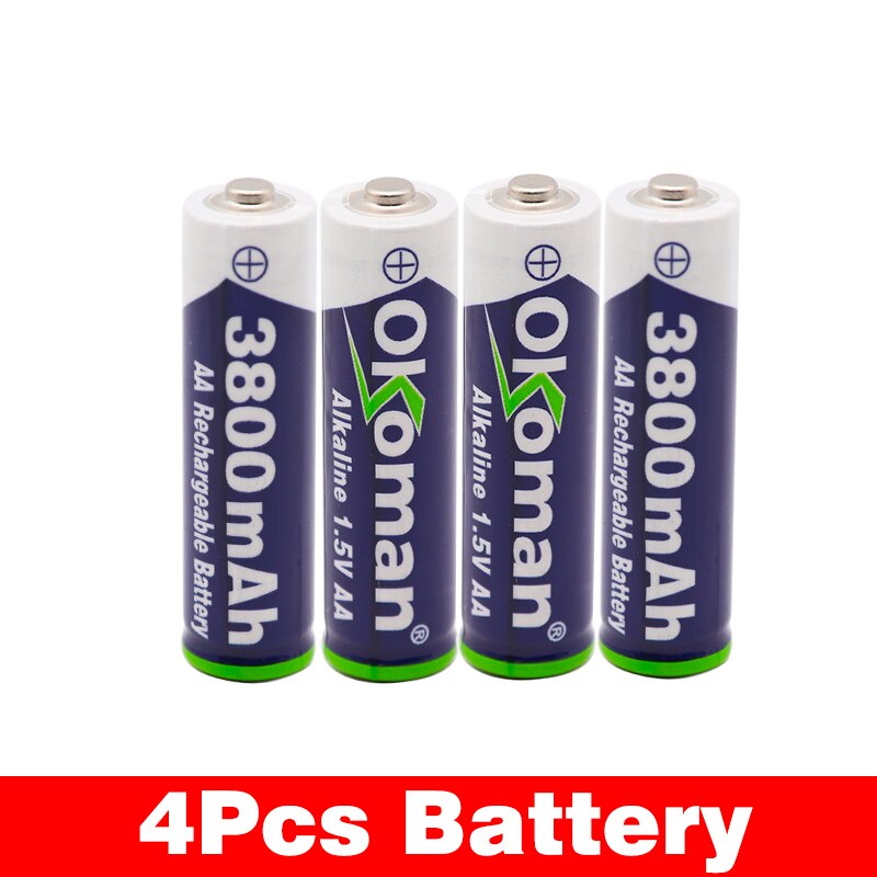 AA 3800mah 1.5V alkaline rechargeable battery for light electric toy battery and alkaline battery charger: Gold