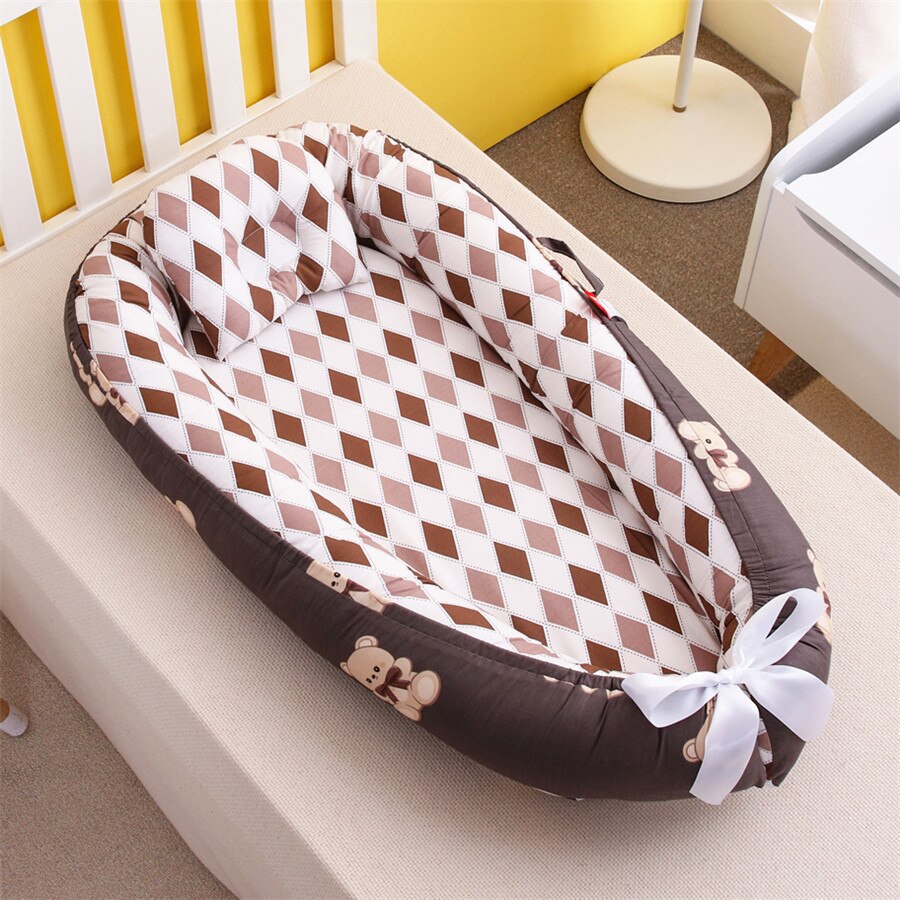 Mini berceau nordique Portable pour -né, impression de dessins animés, barrières de sommeil confortables dans le berceau pour Protection latérale, lit d&#39;enfant: 14