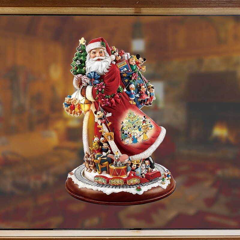 Sculpture rotative d'arbre de noël en Train, décorations de fenêtre en pâte, autocollants de poupée suspendue, décorations pour la maison