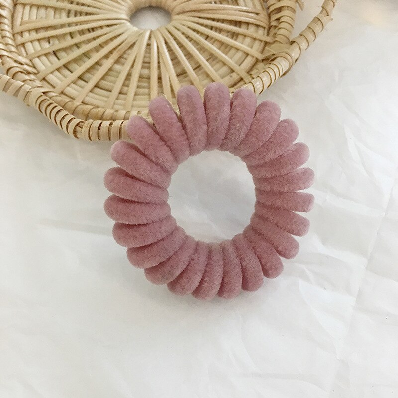 Hohe Elastizität Telefon Spule Haarbänder Frauen Spirale Haar Krawatten Mädchen Haar Ringe Seil Einfarbig Haar Zubehör Gum Scrunchy: Rosa