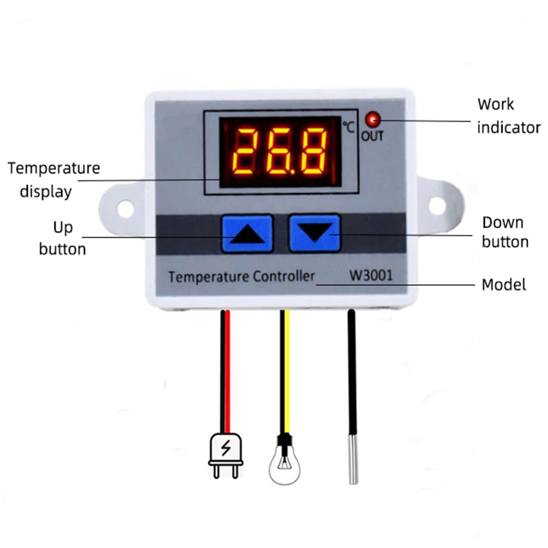 W3001 LED Digital Control Temperature Microcomputer Thermostat Switch Thermometer Thermoregulator 12/24/220V