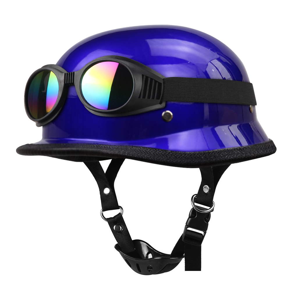 Motor halve helm Duits lederen vintage helm Casco Moto motorfiets open helm Biker Pilot DOT-certificering S-XXL: green / XXL