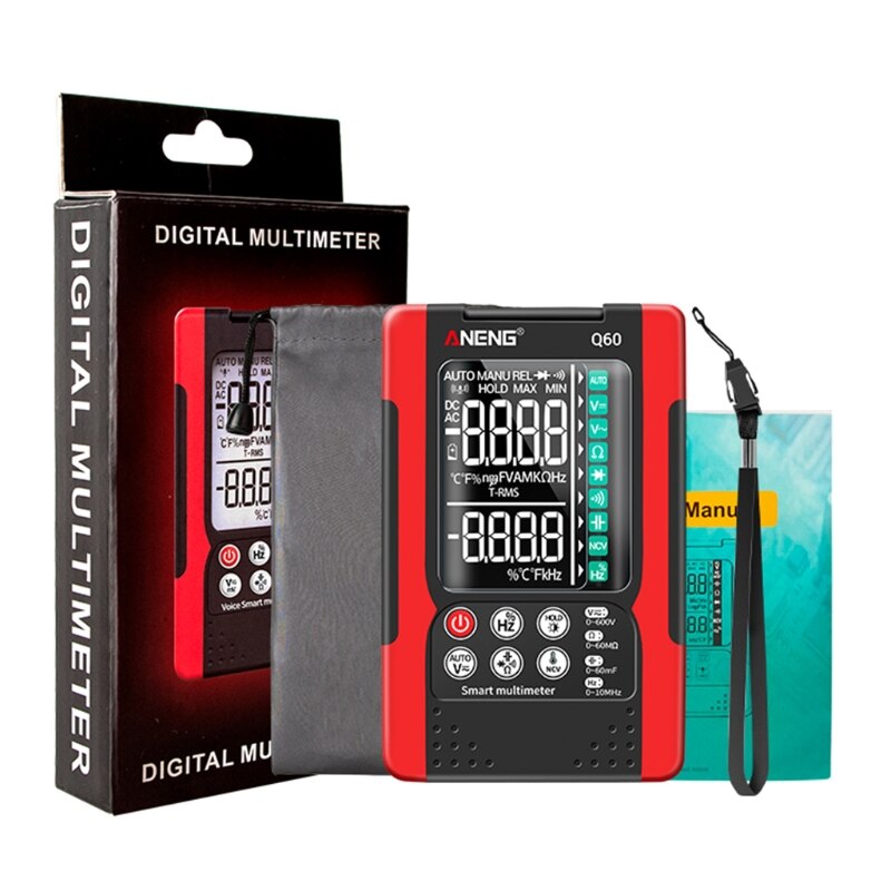 Digital Multimeter 6000 Counts True RMS Auto Ranging Voltmeter Voltage Resistance Continuity Hz Capacitance Diode Tester