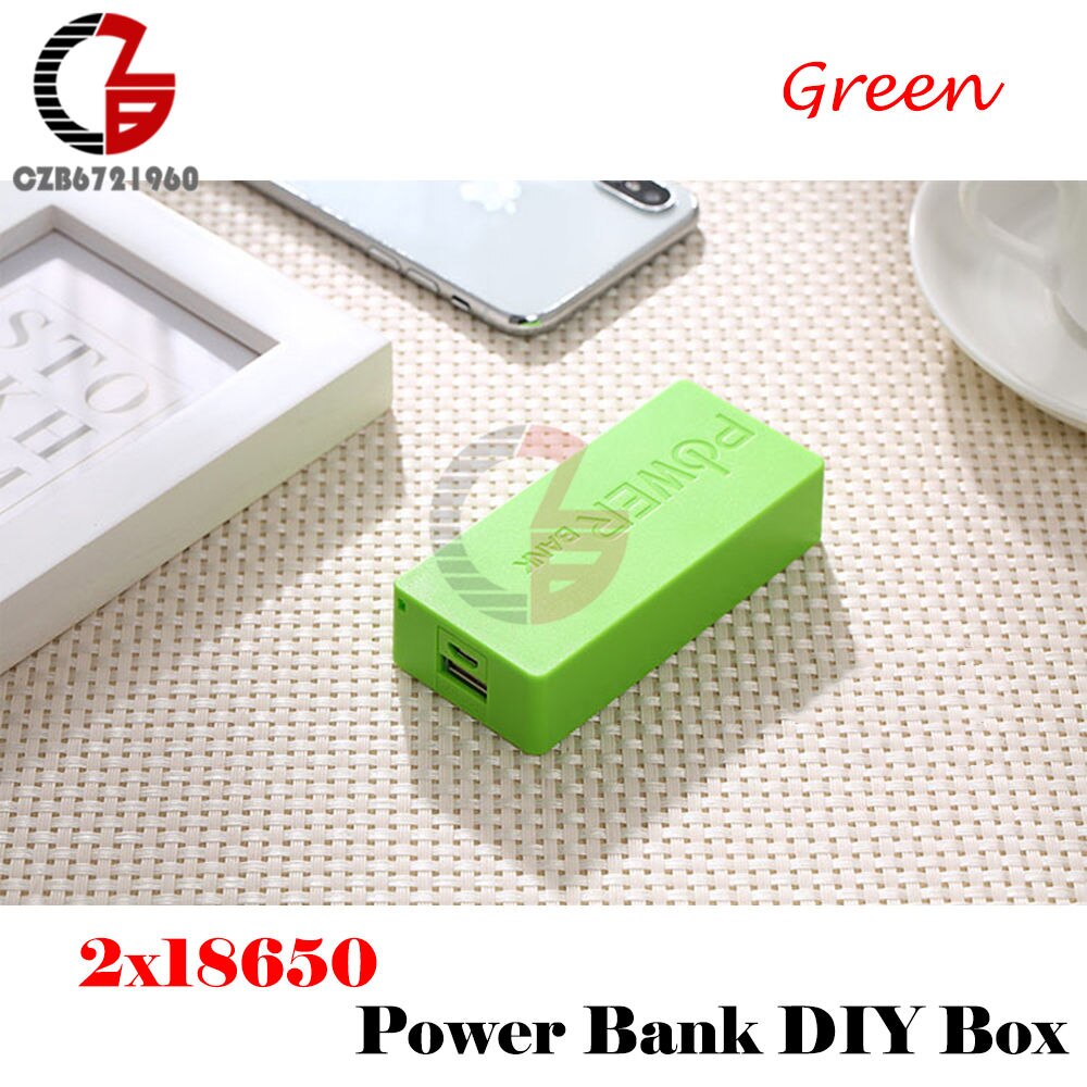 1x 2x 18650 usb powerbank batterioplader gør-det-selv-boks etui mobil esp 32 esp 32s strømforsyning lademodul skjold til iphone: 2x 18650 grøn