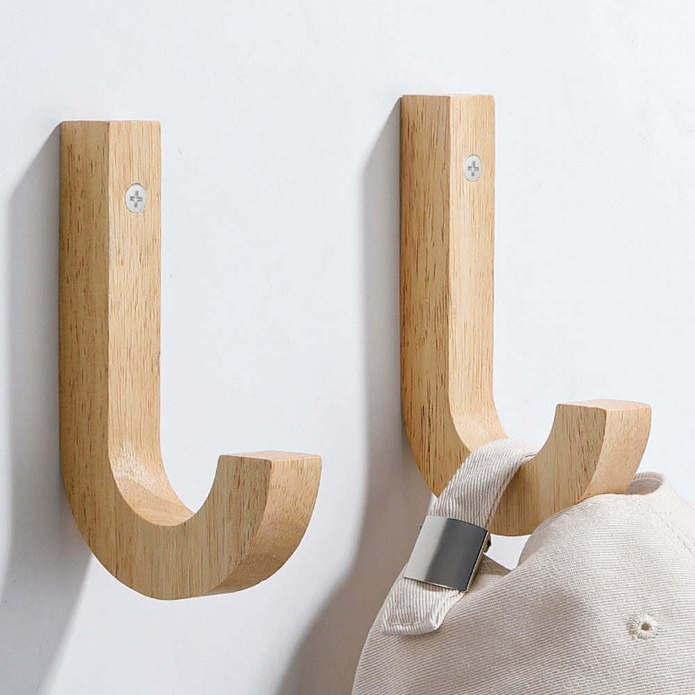 Ganci appendiabiti in legno da parete, resistenti, doppi, con viti, in rovere naturale vintage, accessori per camera da letto